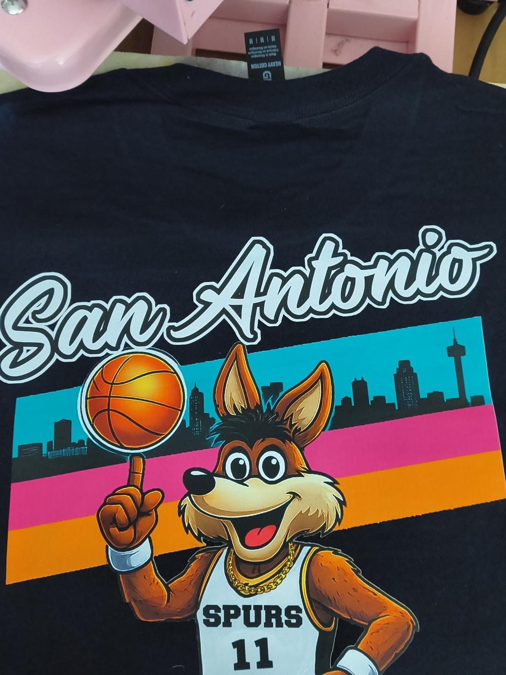 San Antonio Spurs Kids Black Mascot Graphic Tee - Team Logo Shirt